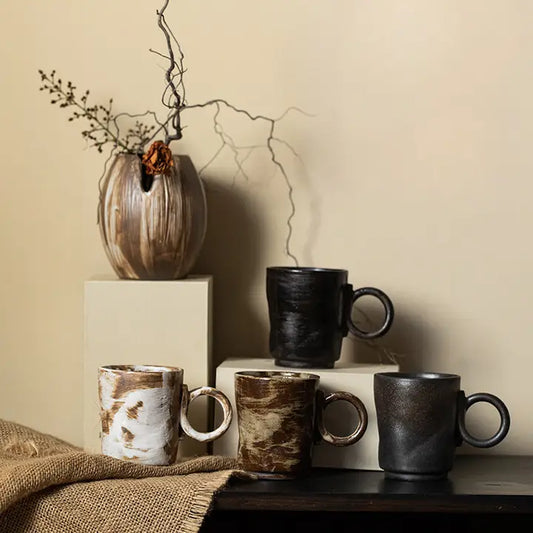 Handmade Stoneware Mug with Flower Handle