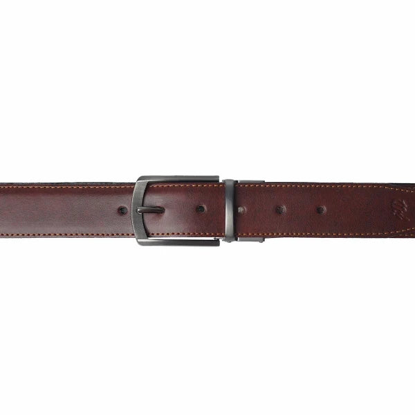 Men’s Leather Belt – Double-Sided Laminated Belt with Silver Buckle – 2-in-1 Formal & Casual Accessory