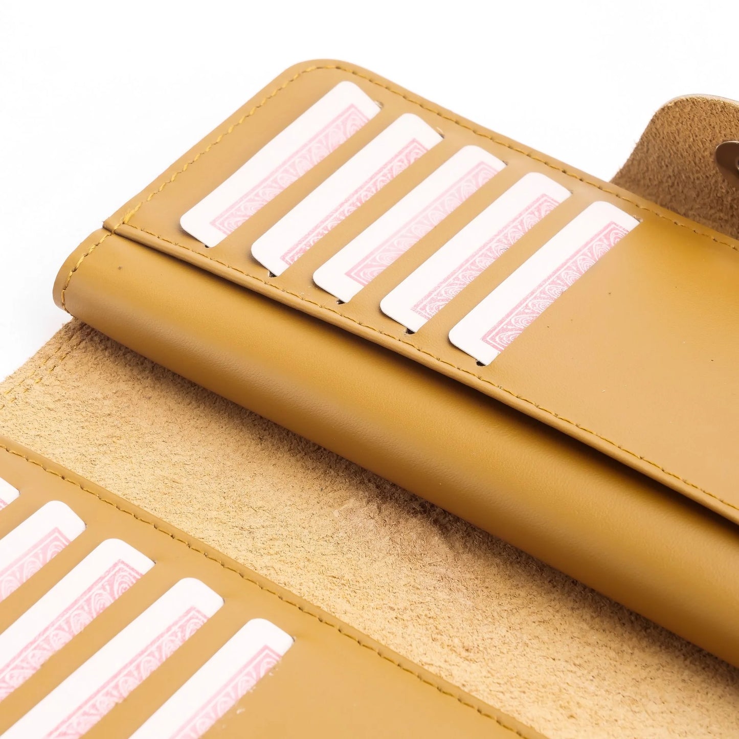 Pure Leather Long Wallet with Button Closure – Camel Brown  22 Card Slots & 6 Compartments