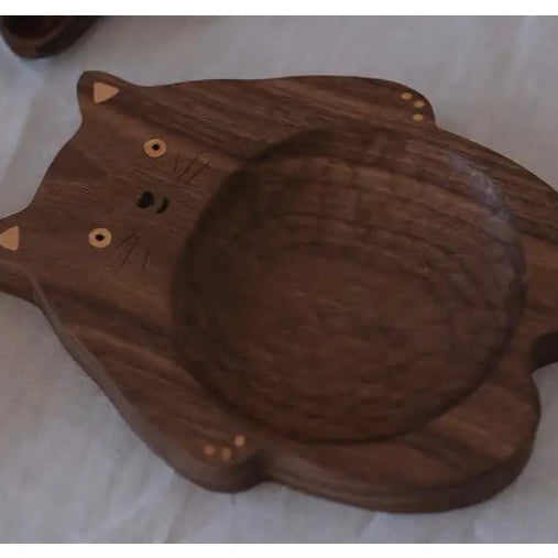 Handmade Walnut Cat Shaped Tray