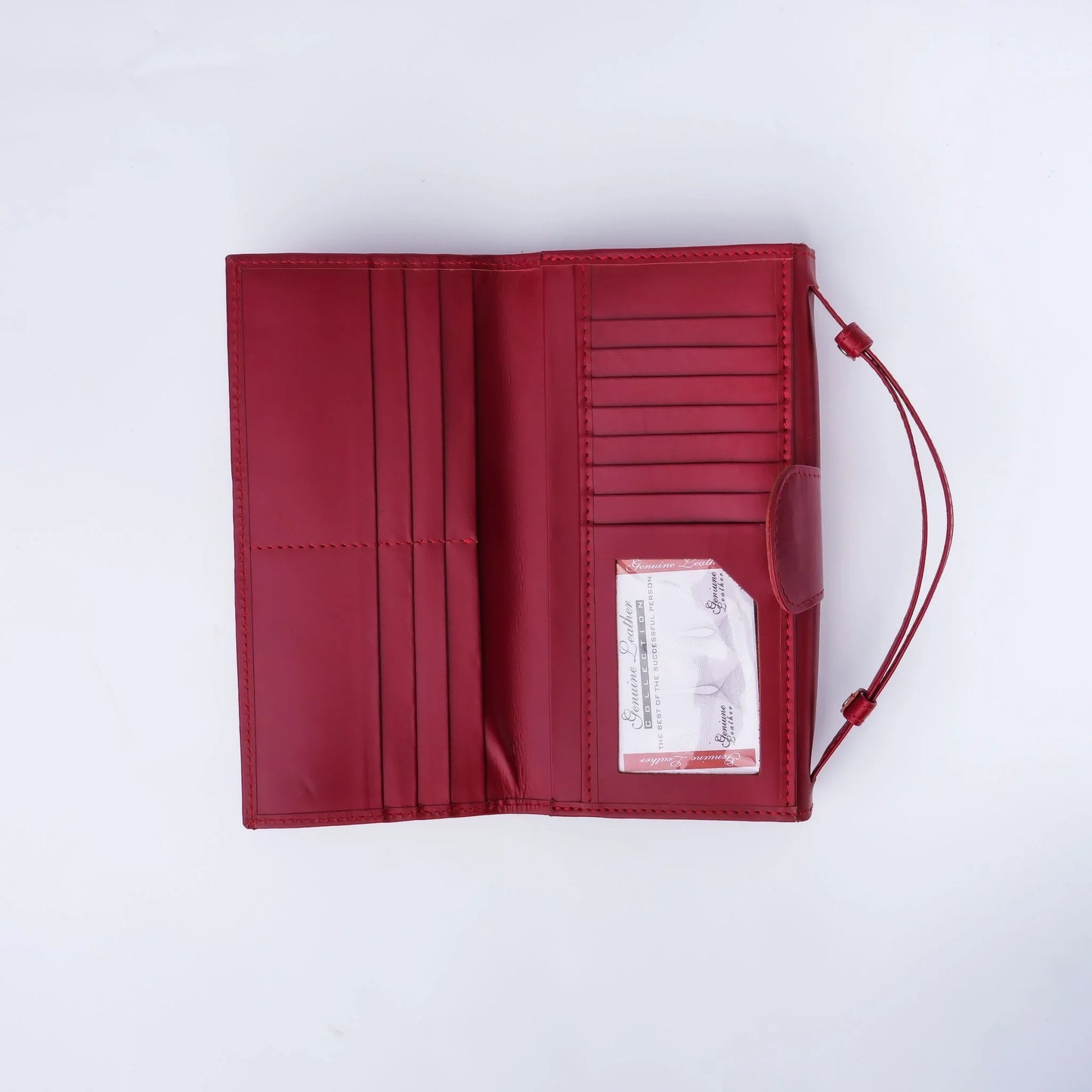Leather Clutch Wallet with Handle – Red Magnetic & Zipper Closure