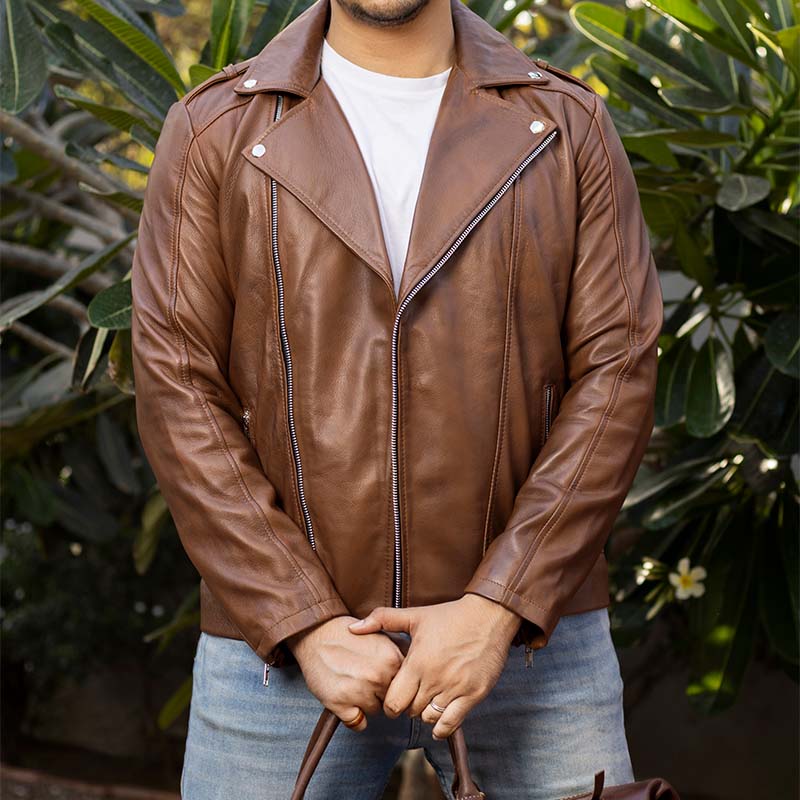 Handmade jackets Real leather jacket Men Leather jacket Motorcycle Jacket for men Cognac Leather Jacket