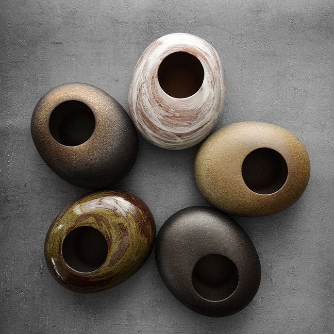 Handmade Ikebana Ceramic Bowl Vase