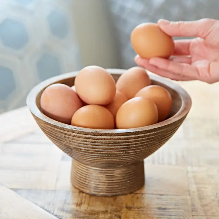Handmade Carved Mango Wood Raised Bowl