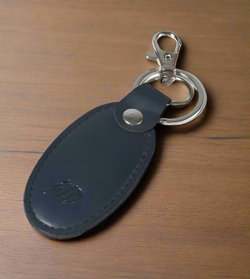 Pack of 3 Genuine Leather Keychains – Bundle Offer | Black, Blue & Camel Brown with Silver Ring  Hook