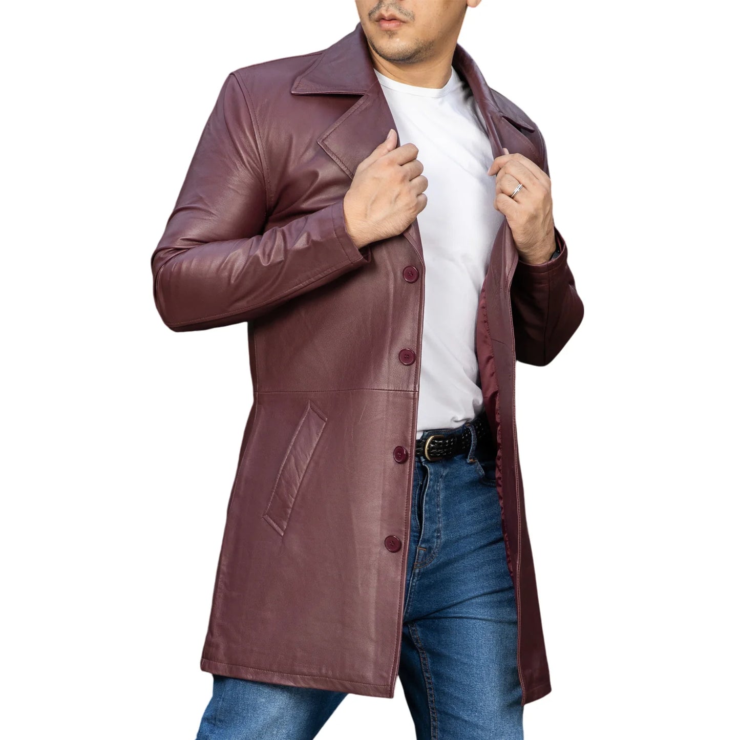 Real leather long coat Handmade coat Trench coat for men Men long coat Leather coat