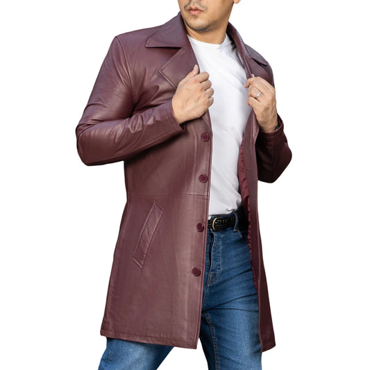 Real leather long coat Handmade coat Trench coat for men Men long coat Leather coat