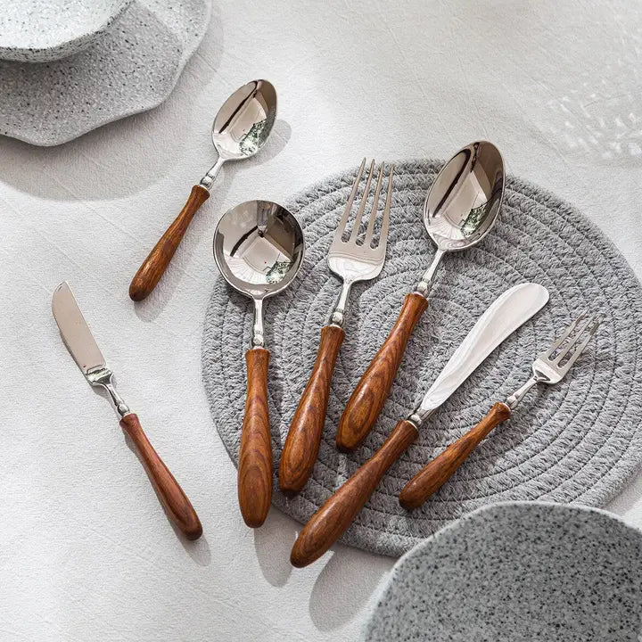 6 Piece Wooden Handle Cutlery Set