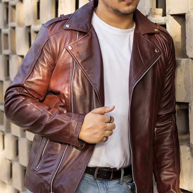 Handmade Jacket  Leather Jacket Maroon Jacket  Men jacket Biker Leather Jacket  Motorcycle Jacket for Men