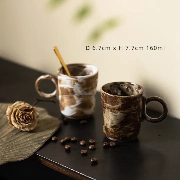 Handmade Stoneware Mug with Flower Handle