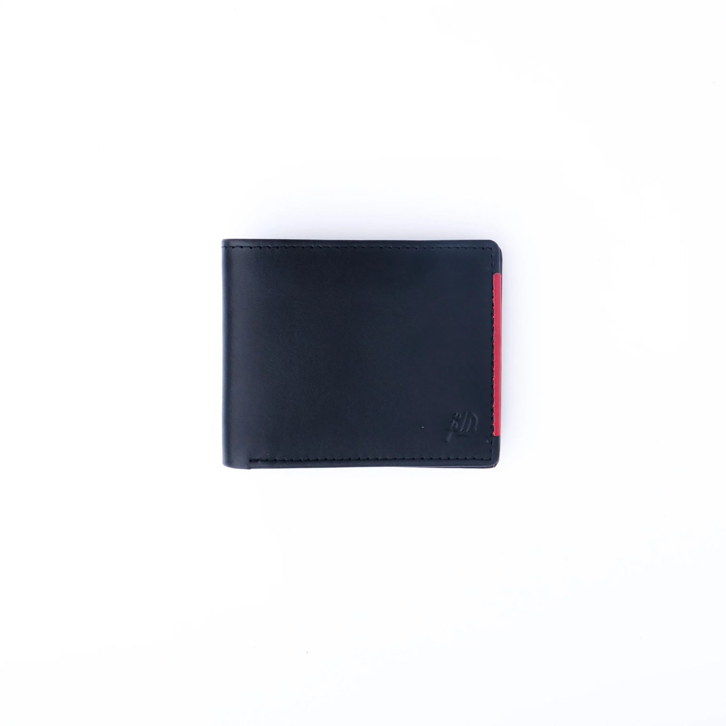 Men’s Pure Leather Bifold Wallet with Red Stripe Wallet with Cash and Card Slots