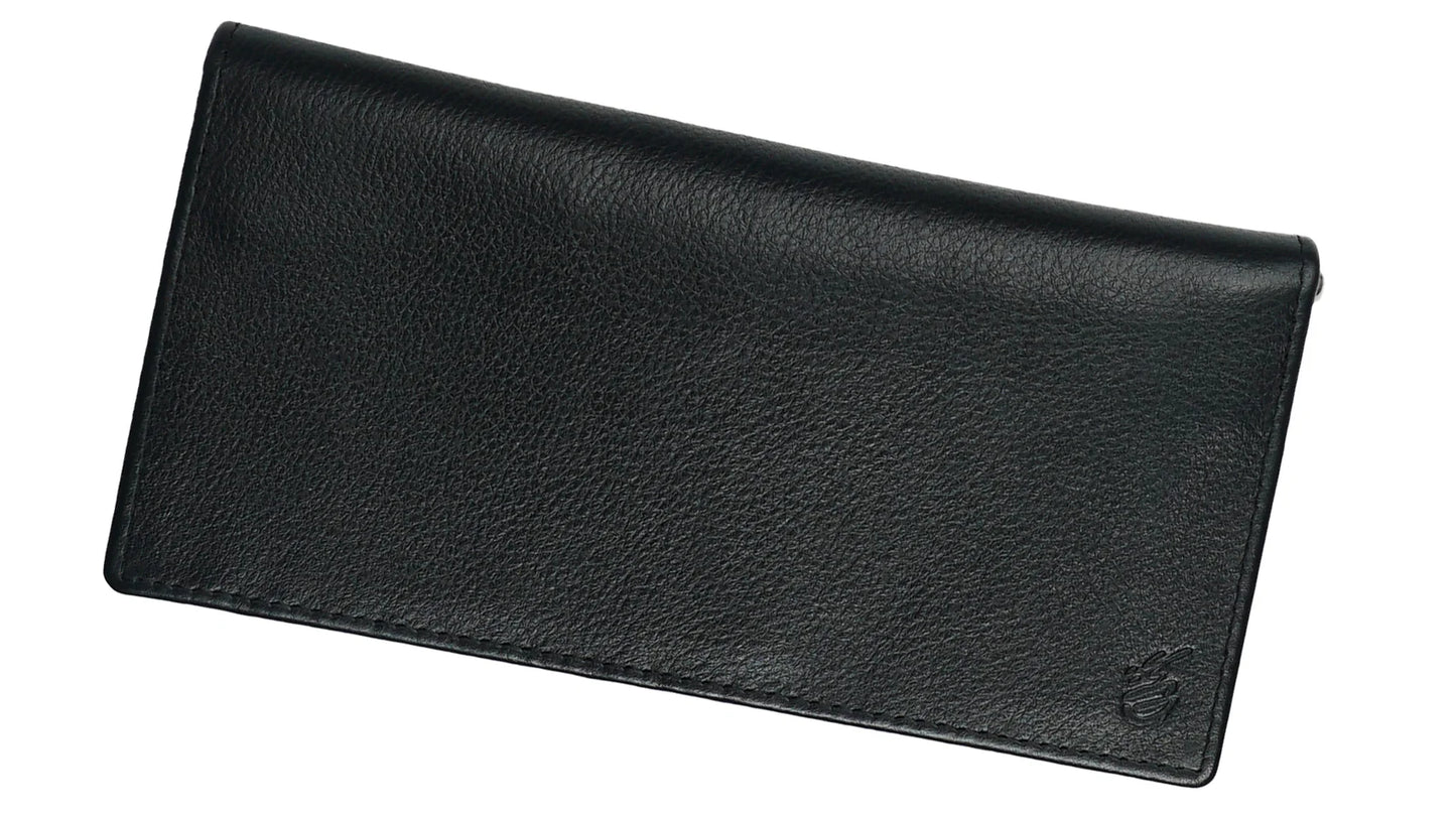 Men’s Leather Long Wallet – Black | 18 Card Slots, Zipper Pocket & Passport Holder