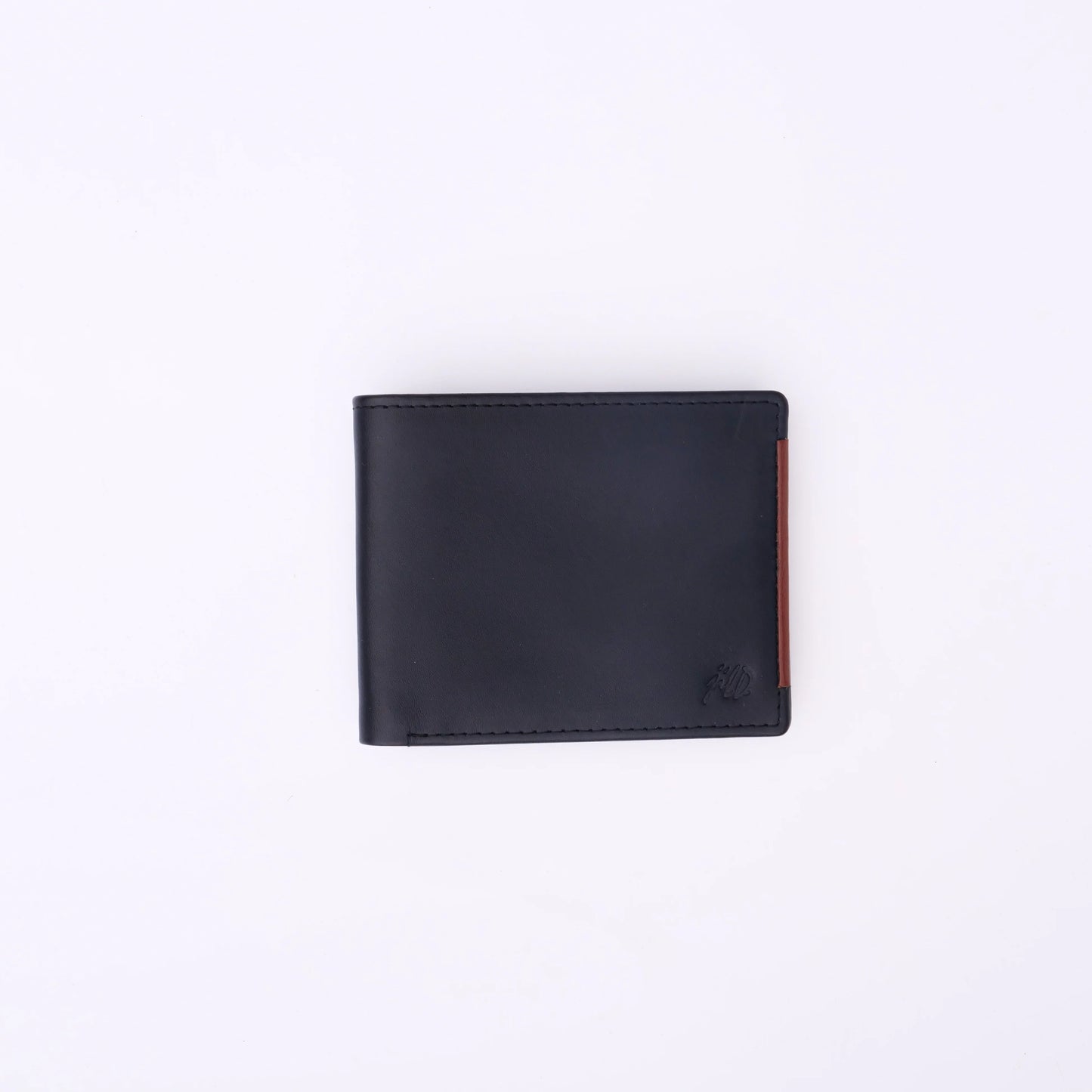 Leather Bifold Wallet with Tan Brown Stripe Slim Card and Cash Holder Wallet