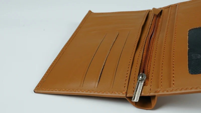 18 Pockets Leather Long Wallet for Men & Women Tan Brown