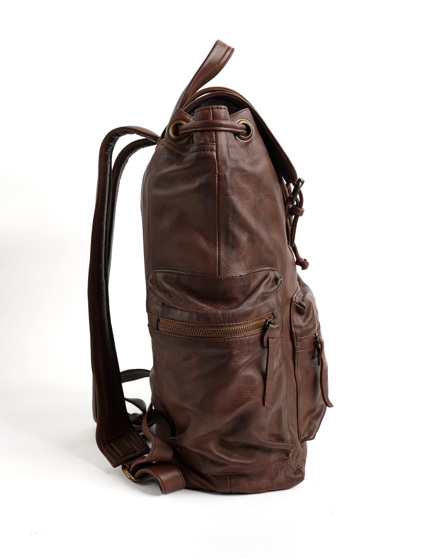 Leather Backpack Handmade Backpack Brown Backpack Unisex Backpack Travel Bag with Laptop Compartment Adjustable Straps Golden Hardware