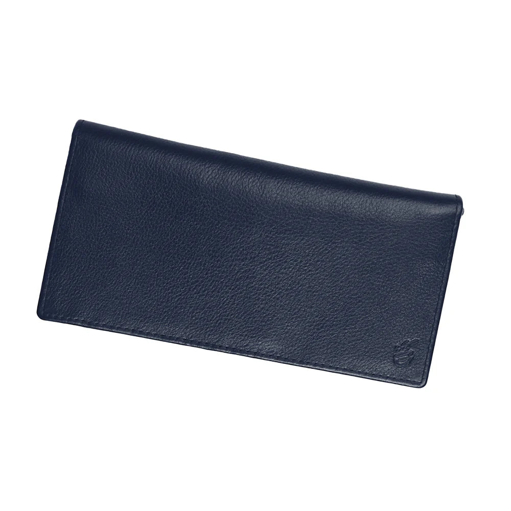 Men’s Leather Long Wallet – Blue | 18 Card Slots, Zipper Pocket & Passport Holder