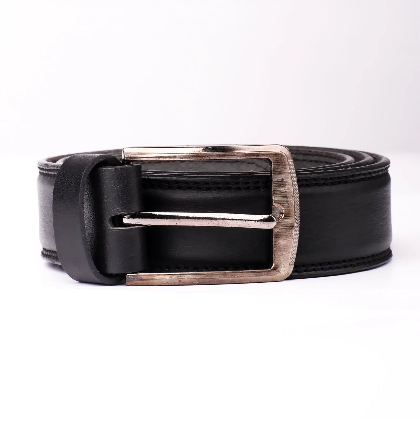 Black Genuine Leather Belt with Single Pin Buckle Classic Everyday Men’s Belt