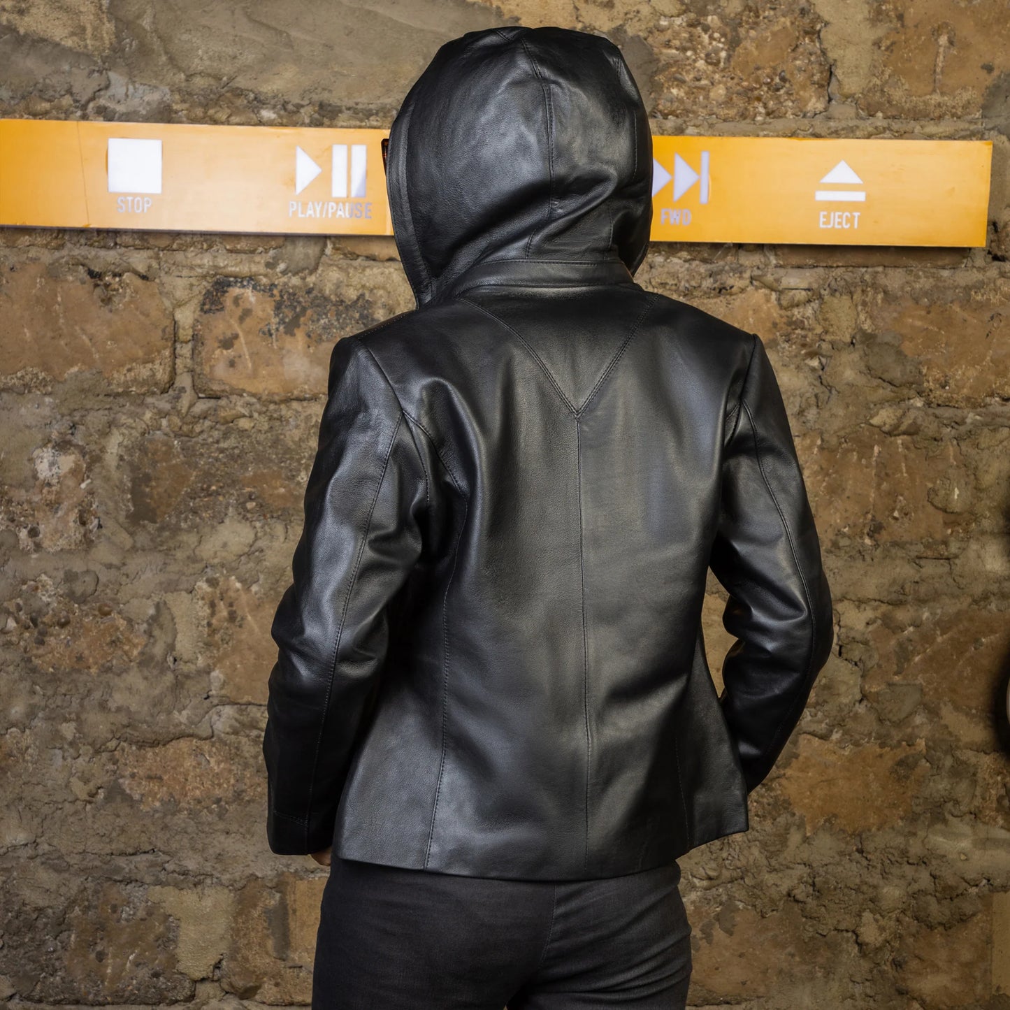 Handmade jacket Leather Hood Lambskin Hood Hooded leather jacket for women Ladies Hoodies