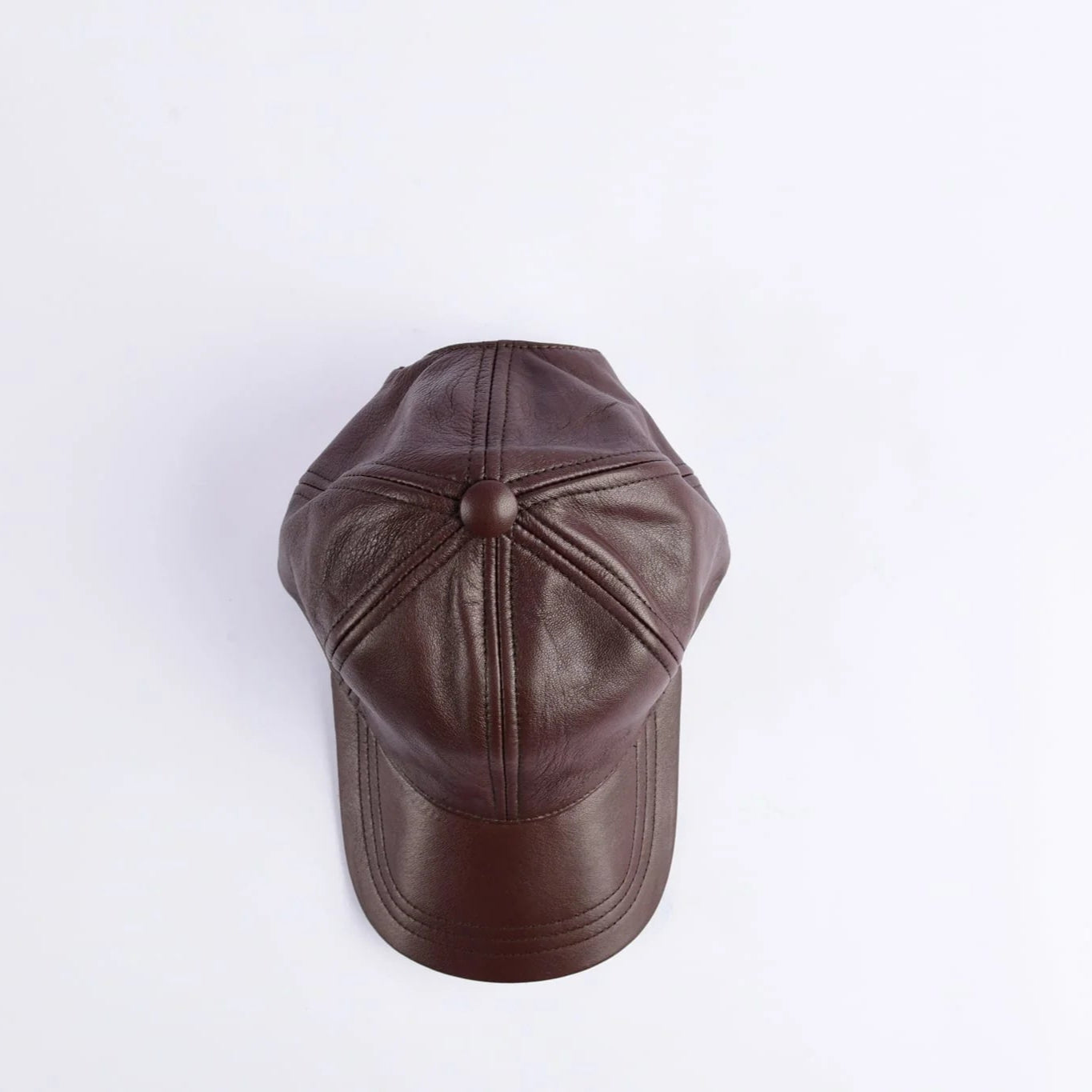 Brown Pure Leather Baseball Cap - Adjustable Strap & Durable Genuine Leather Hat