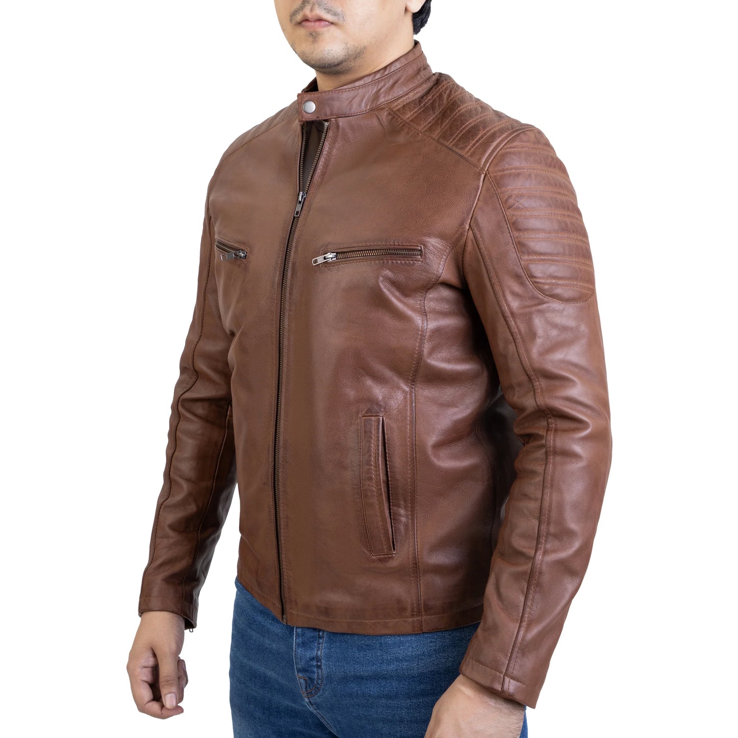 Handmade men Leather Jacket Lambskin Leather Biker Jacket Motorcycle Style Jacket for men