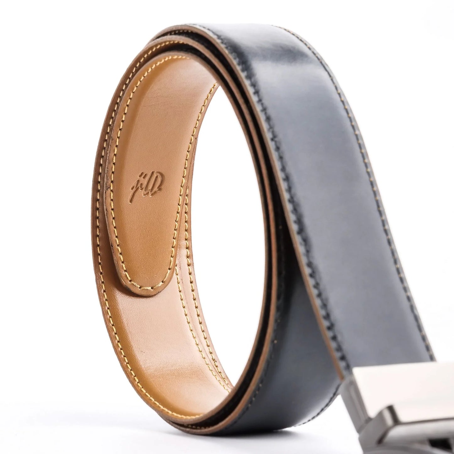 Men’s Leather Belt – Double-Sided Laminated Belt with Silver Buckle – 2-in-1 Formal & Casual Accessory
