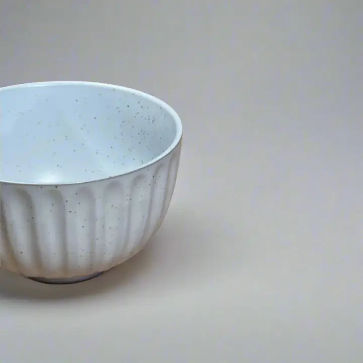 Speckled White Ridged Teacup