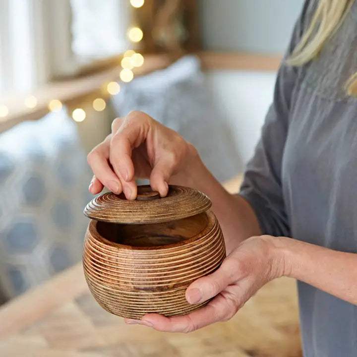 Natural Mango Wood Bowl with Lid