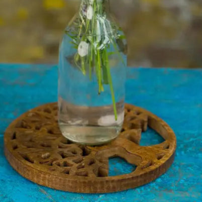 Handmade Tree of Life Mango Wood Trivet