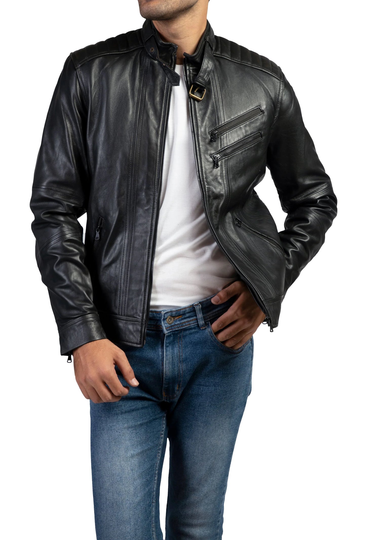 Men Leather Jacket Handmade Jacket Black Leather Jacket