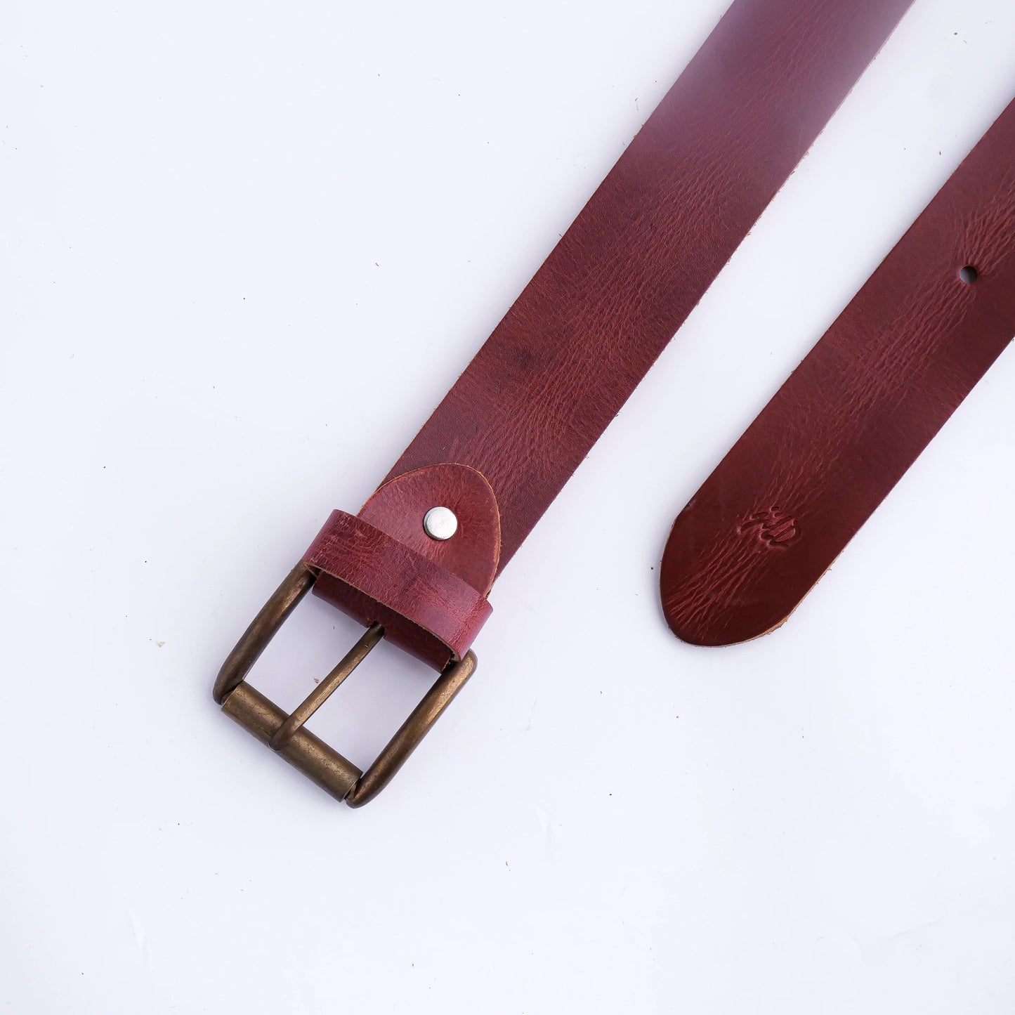 Leather Casual Jeans Belt for Men – Chestnut Brown  1.5" Width, Antique Brass Buckle