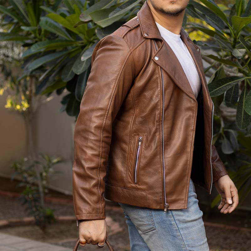 Handmade jackets Real leather jacket Men Leather jacket Motorcycle Jacket for men Cognac Leather Jacket