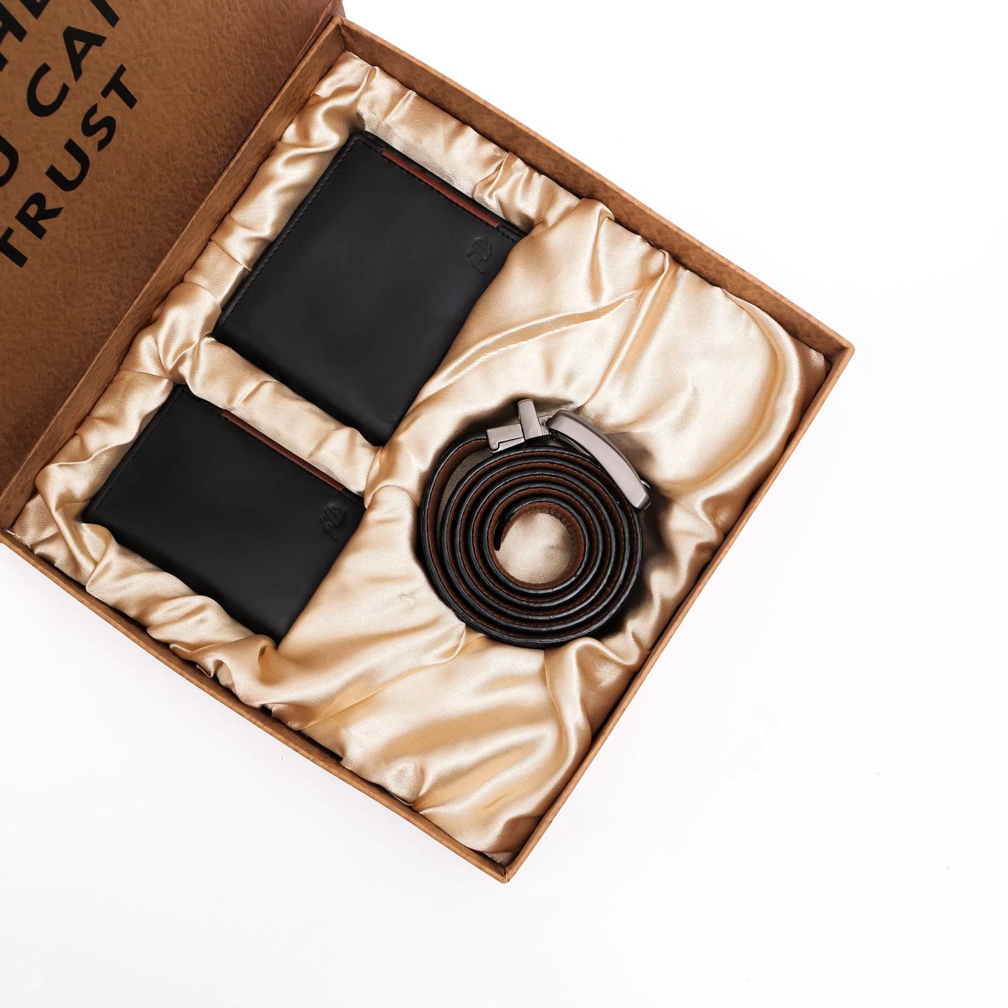 Premium Men’s Leather Gift Set – 4pc  Wallet, Belt, Card Holder & Keychain  Black