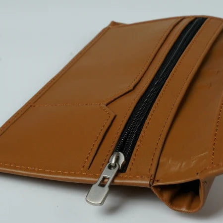 Multi-Purpose Leather Long Wallet for Men – Camel  Genuine Cowhide Travel Wallet