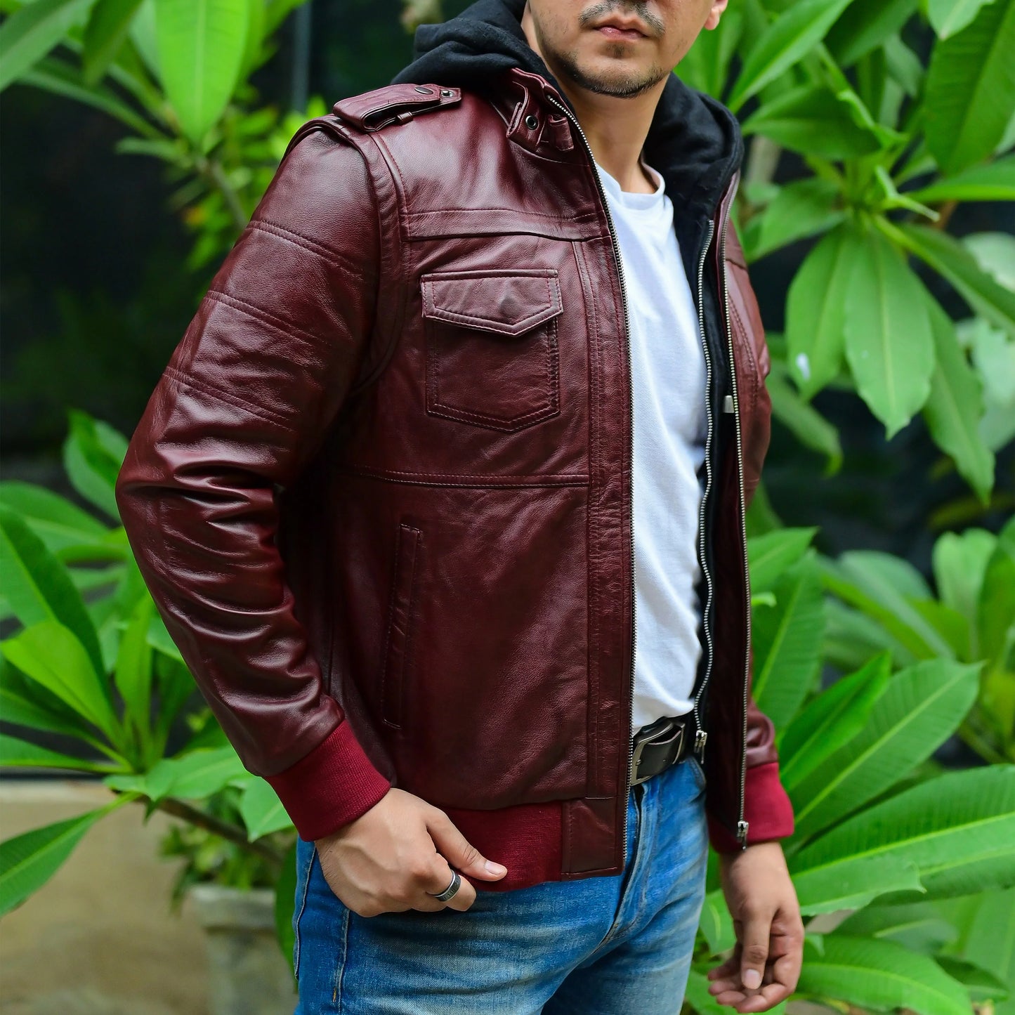 Handmade Jacket Leather Hooded jacket Lather Jacket for Men