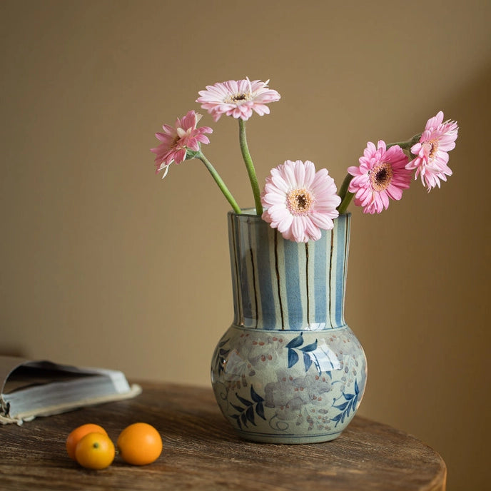 Vintage Hand Painted Blue & White Vase