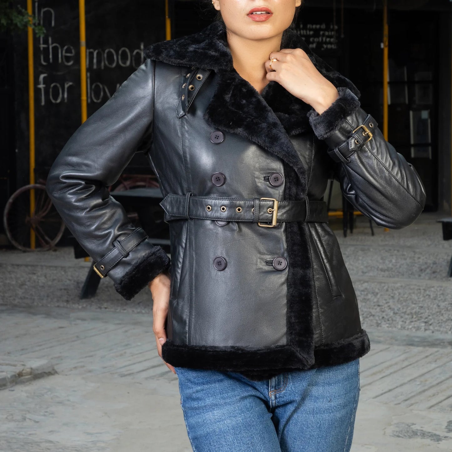 Handmade jacket Leather jacket Lambskin Winter Coat Women leather coat Ladies leather jacket