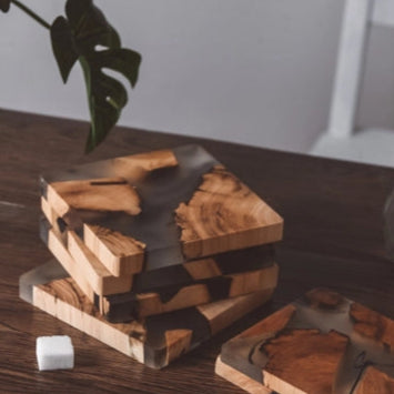Handmade Cedar Wood Resin Coasters