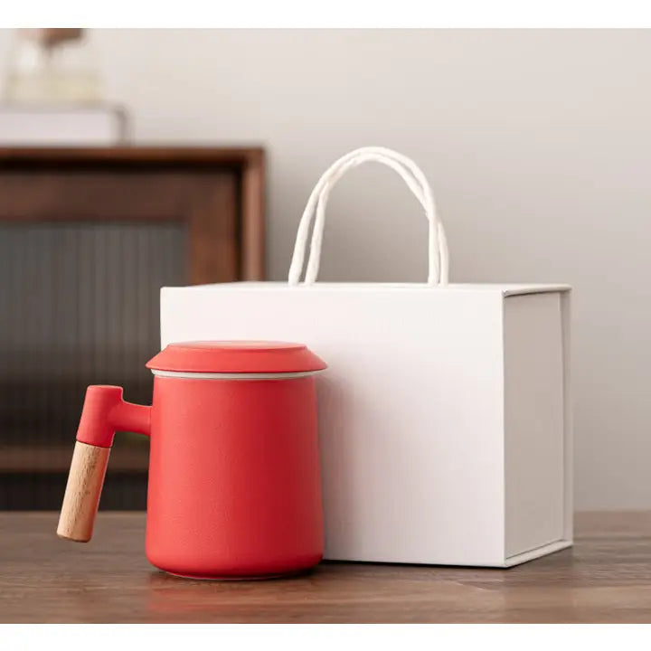 Colorful Ceramic Tea Cup with Lid & Infuser