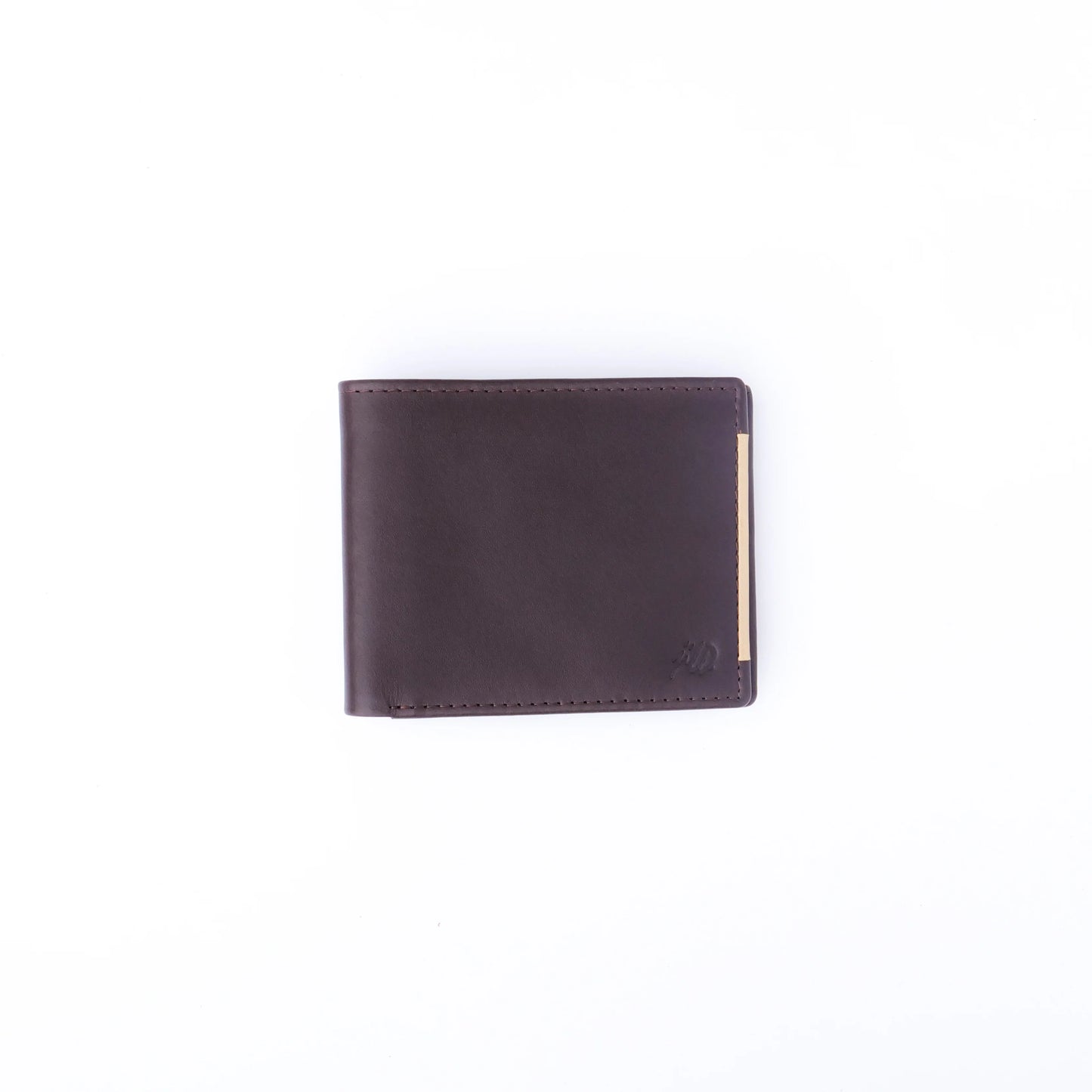 Leather Bifold Wallet with Brown Stripe Slim Card and Cash Holder Wallet