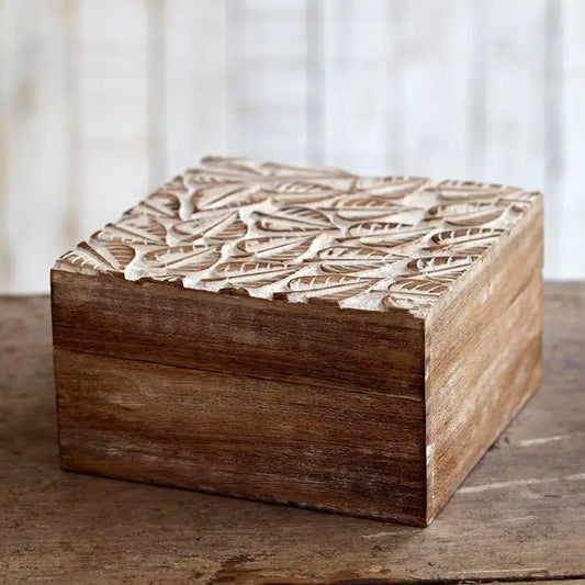 Wooden Leaf Design Box