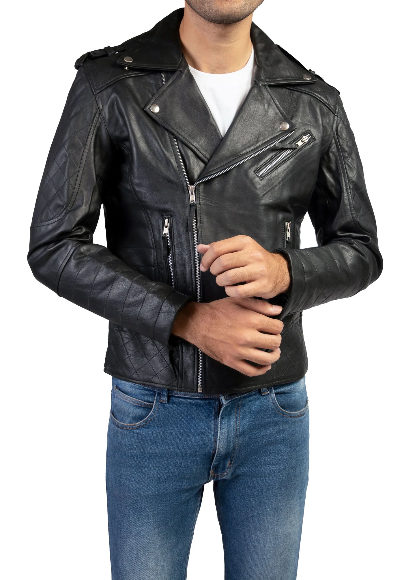 Handmade Jacket Men Leather Jacket Motorcycle Jacket