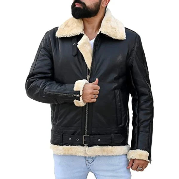 Handmade Jacket Leather Jacket Leather Bomber Jacket Black Jacket Men Jacket