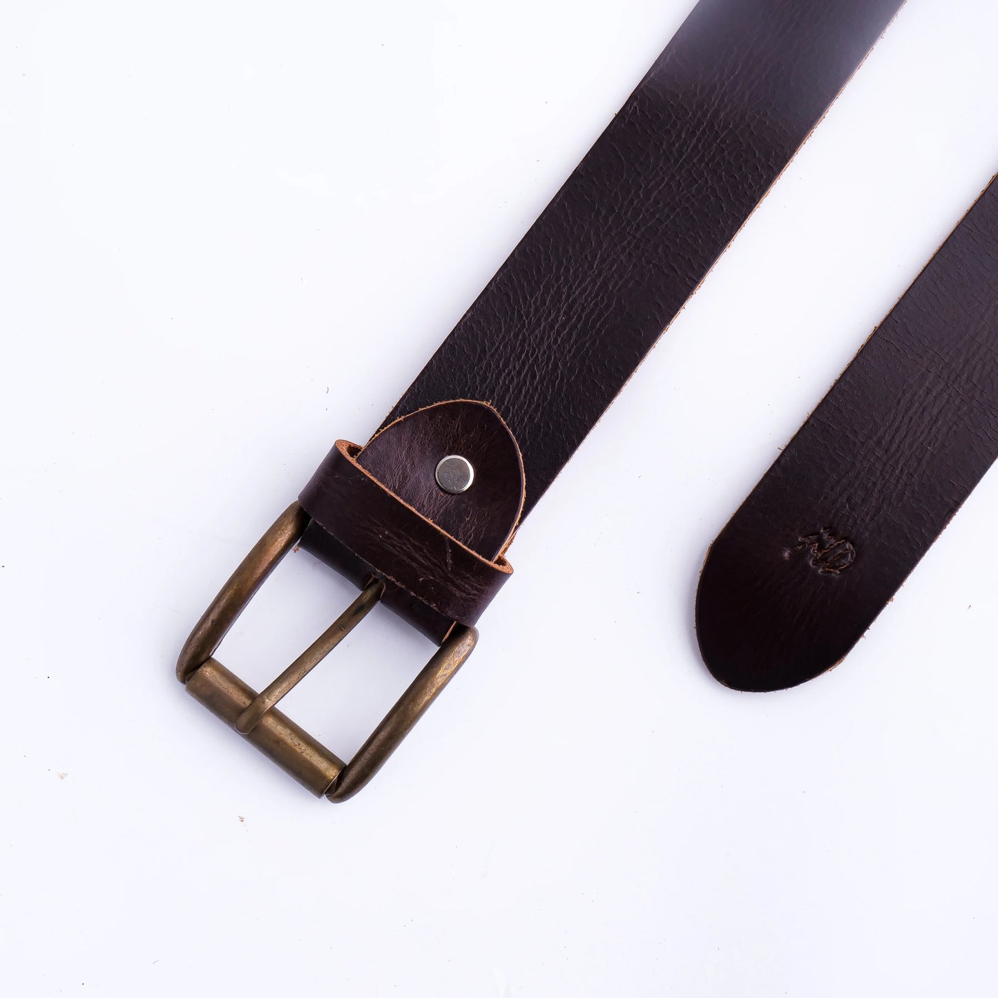 Leather Casual Jeans Belt for Men – Chocolate Brown  1.5" Width, Antique Brass B