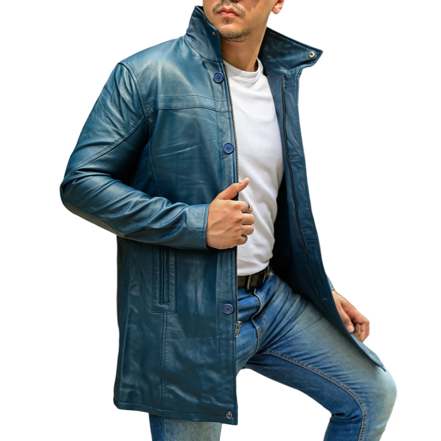 Handmade Coat Trench coat leather Long coat for men