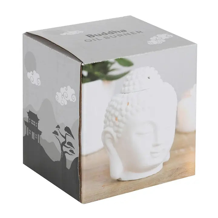 White Buddha ceramic Head Oil Burner and Wax Melt Warmer