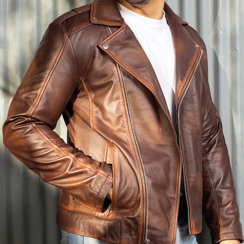 Real leather jacket Handmade Leather jacket Men jacket Biker Leather Jacket Brown leather jacket Motorcycle Jacket for Men
