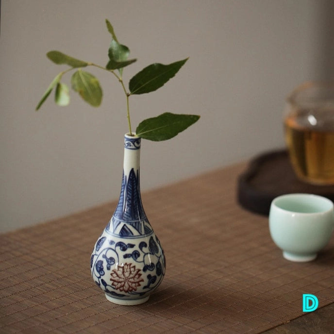 Hand Painted Blue & White Mini Porcelain Vase