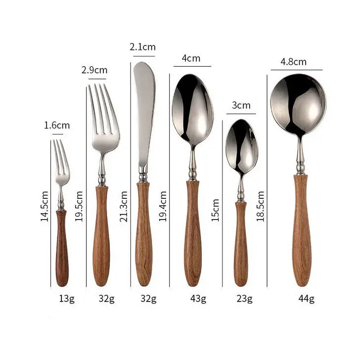 6 Piece Wooden Handle Cutlery Set