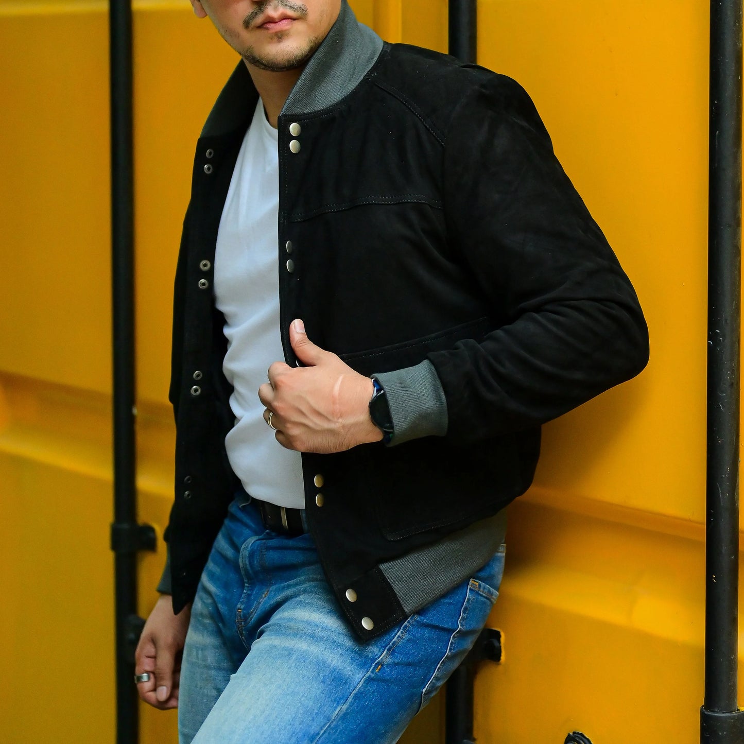 Real leather Jacket Handmade Jacket Bomber Jacket Men jacket Motorcycle jacket foe men