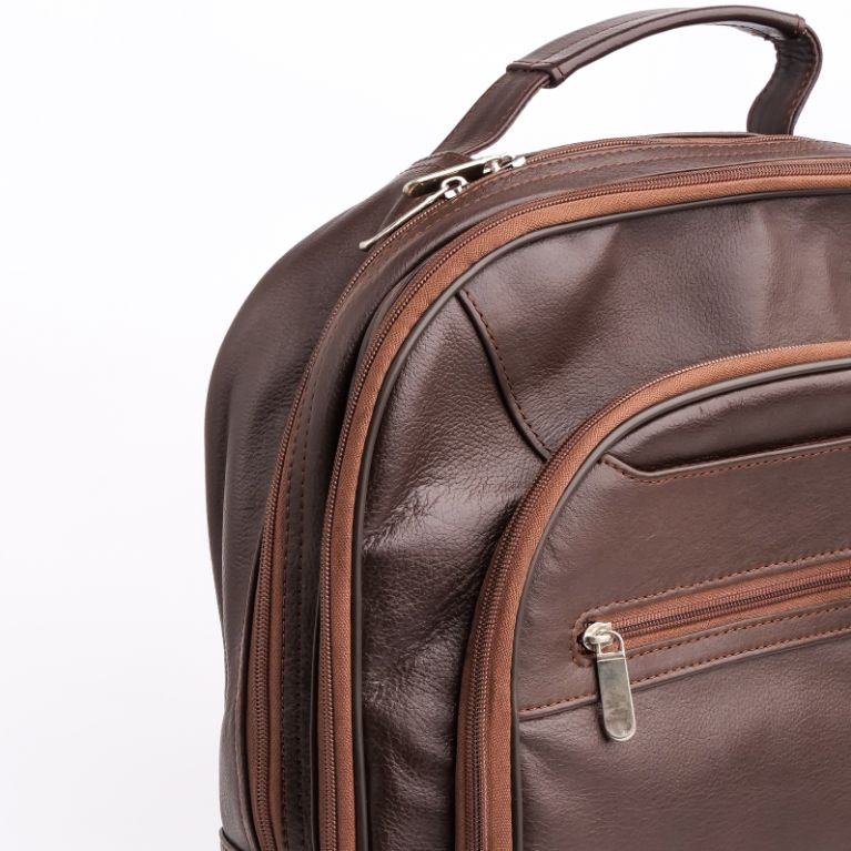 Handmade backpack Leather backpack Dark  Brown backpack Travel Laptop Bag Office Bag Backpack with Zipper Pockets